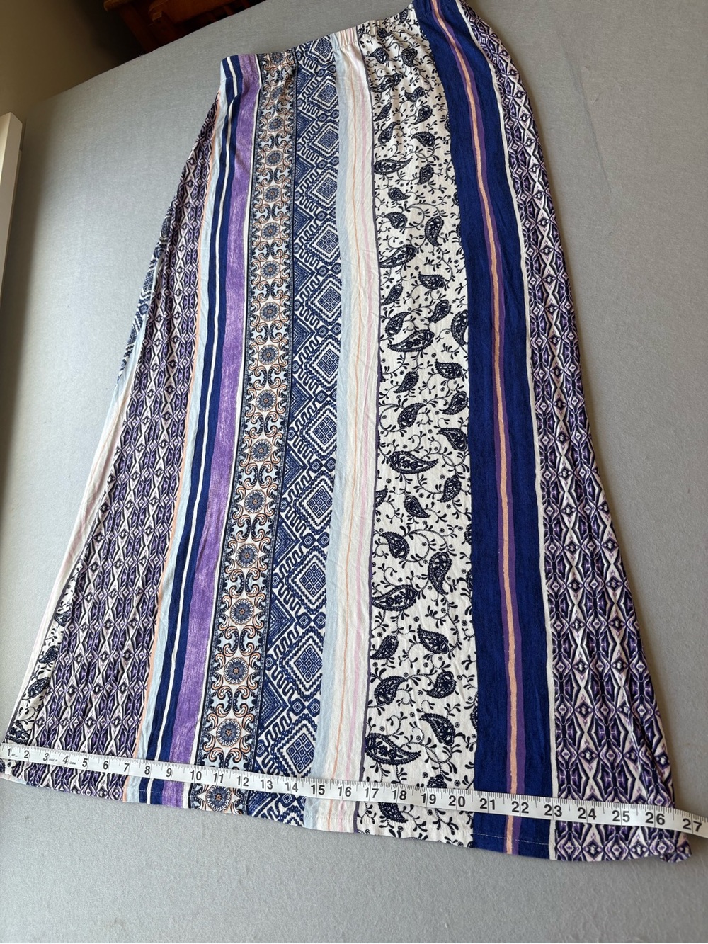 Chico's Maxi Skirt Vertical Geometric Stripes Elastic Waist Sz 4/6 (Chicos Sz 0) - Picture 3 of 7